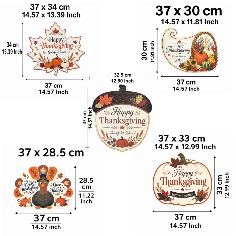 50pcs Thanksgiving special-shaped paper placemats, five unique special-shaped shapes, suitable for setting the table in autumn