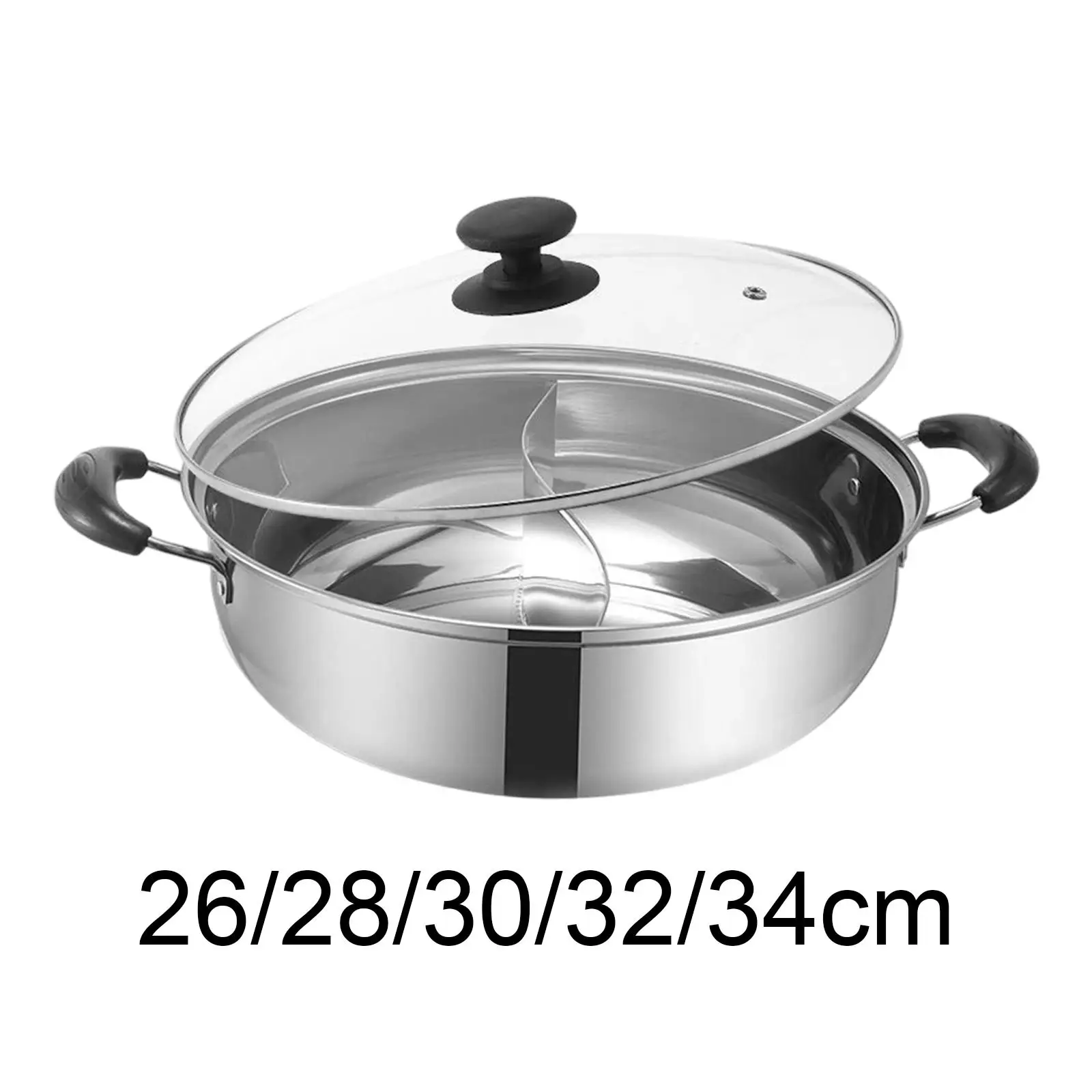 Shabu Shabu Pot Portable Handle Divided Stockpot, Double Flavor Hotpot, Divided Hot Pot for Gathering, Restaurant Kitchen Party