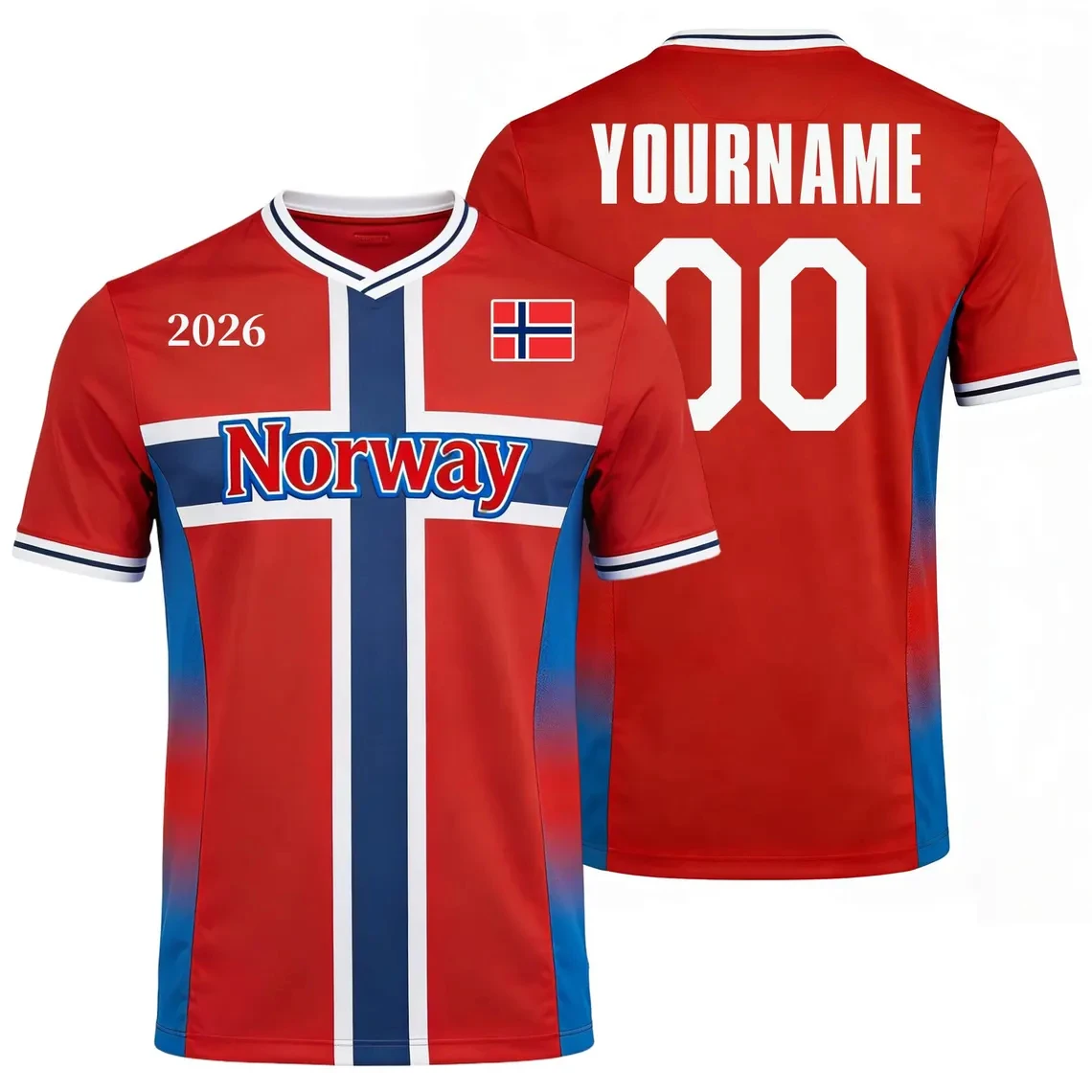 2026 Norway Flag Print Football Jersey Customizable Name Number Quick Dry Sports Tees Tranning Tops For Soccer Fans Wholesale