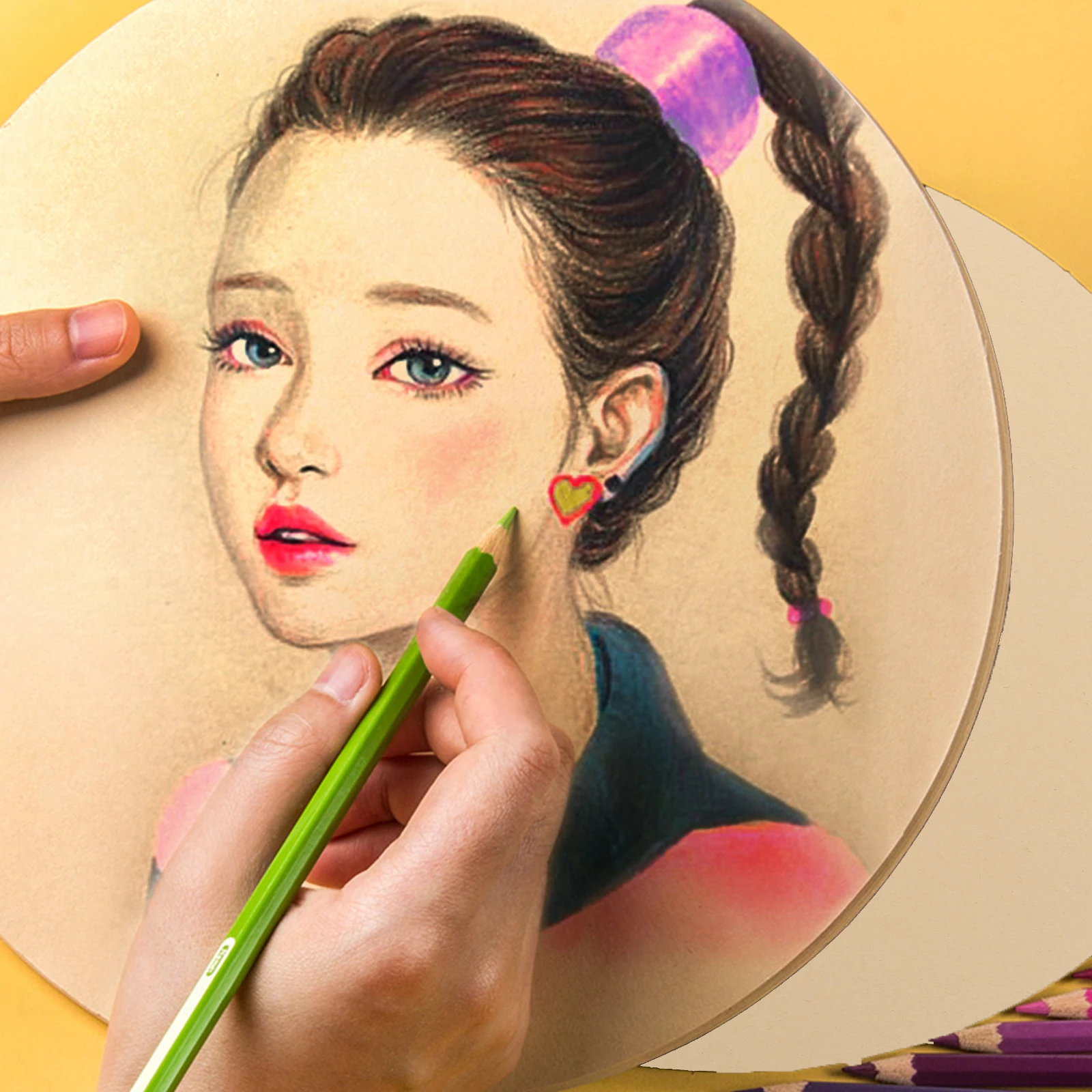 

50 Pcs Art Paper Card Round Painting Cardboard DIY H Drawing Cardstocks M Slices Calligraphy Kraft Lightweight Portable