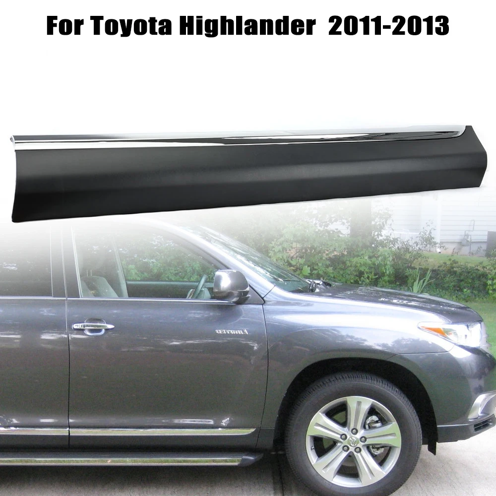 

Front Door molding Bottom Trim For Toyota Highlander 2011 2012 2013 with CHROME Strip Car accessories left/right side