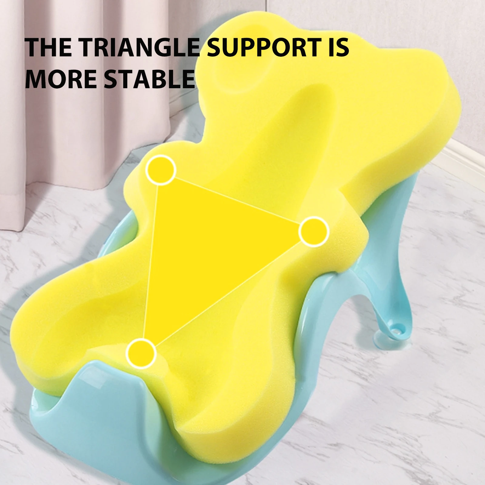 

1Pcs Baby Sponge Bath Mat Non Slip Soft Cushion Newborn Infant Shower Pad Cartoon Yellow Comfort Support Head Neck