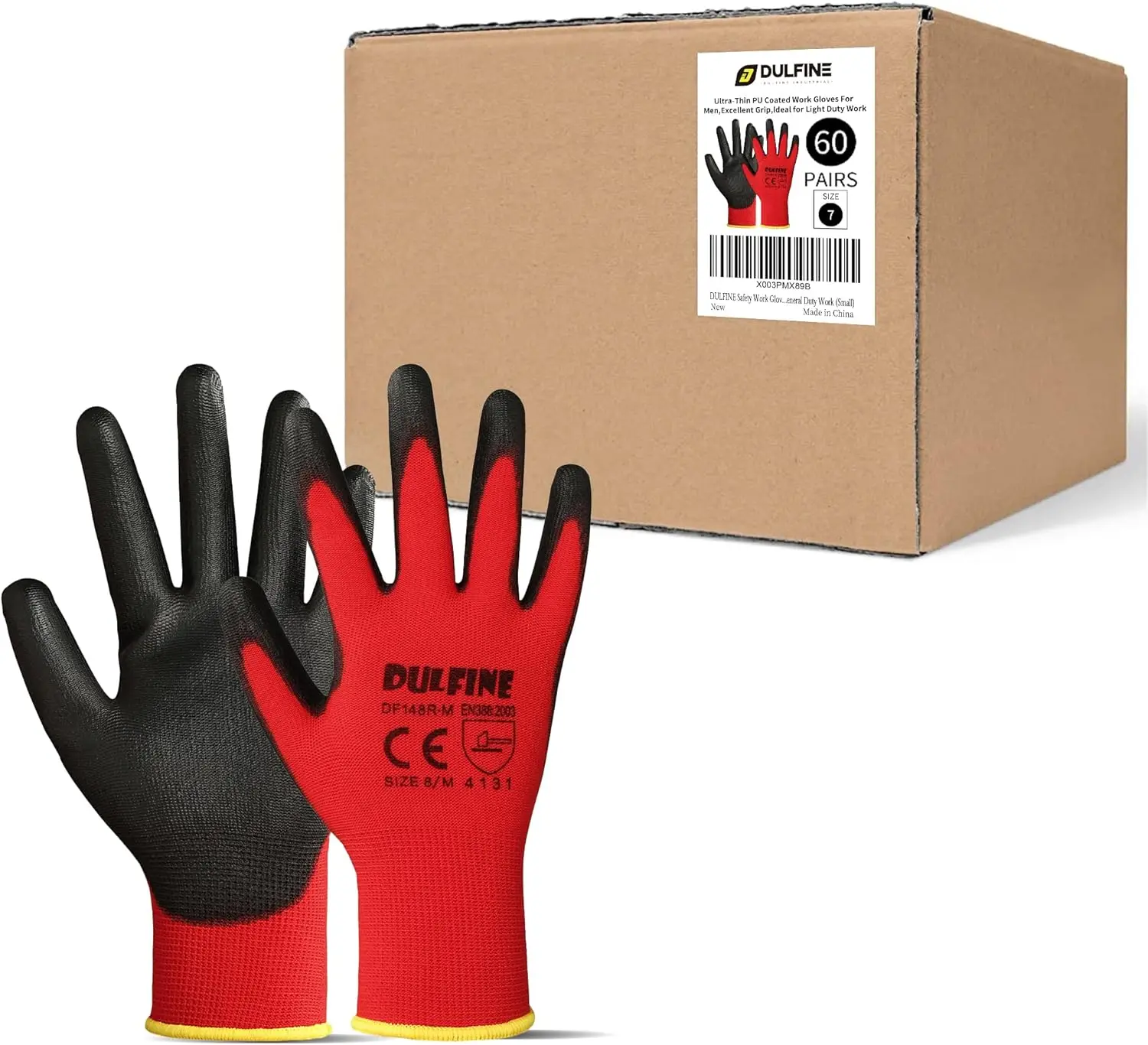 

PU Coated Work Gloves, 60 Pairs Red Seamless Knit with Smooth Grip for Men & Women, General Duty Large Size