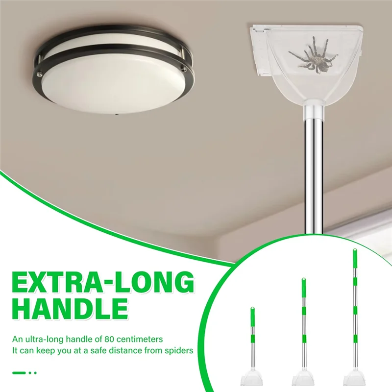 L68A Long Handle Spider Grabber Bug Catcher Net Cover For Indoor Outdoor Stink Bug Moth Cockroach Control Tool