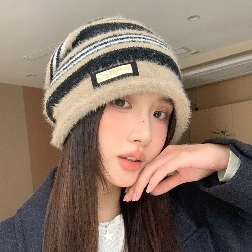 Polyester Fleece Slouchy Beanie Hat Large Head Circumference 58cm to 60cm Knitted Beanie Hat Stretchy Windproof