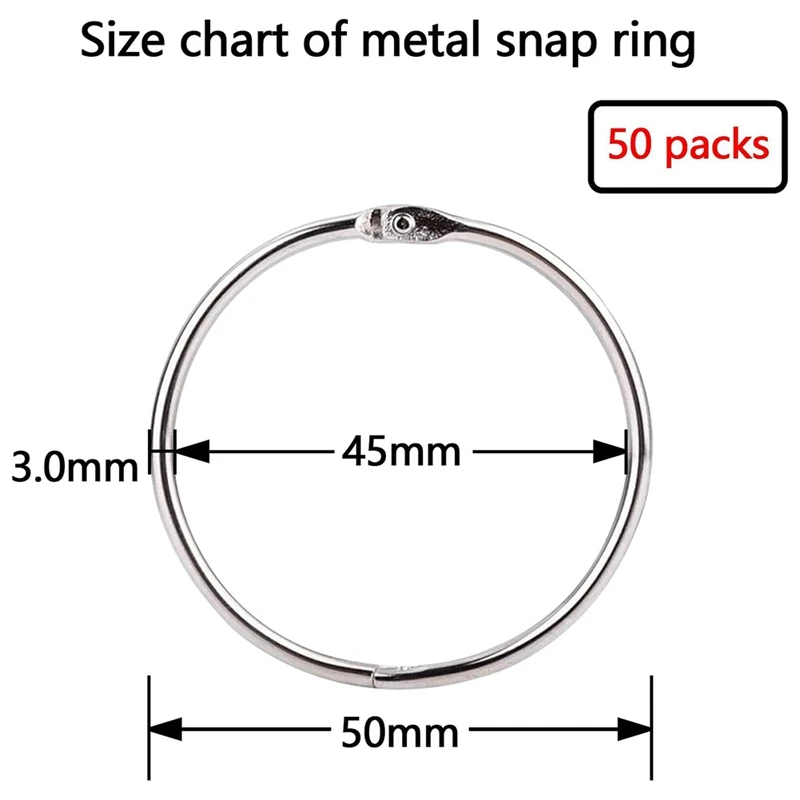 2 Inch 50 Pack Loose Leaf Binder Rings Binder Rings Keychain Key Rings, Metal Rings