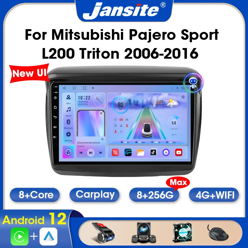 

Jansite Android 12 For Mitsubishi Pajero Sport L200 Triton 2008-2016 2Din Car Radio Multimedia Video Player Carplay Autoradio AM