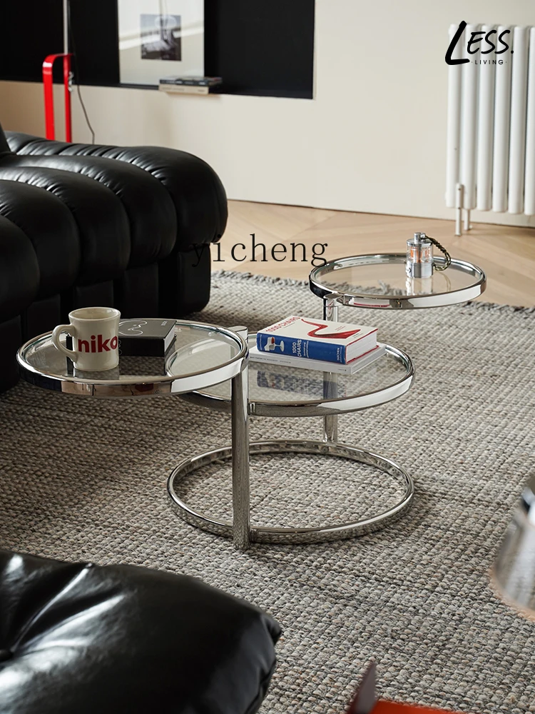 XL coffee table household living room sofa coffee table stainless steel round rotating coffee table