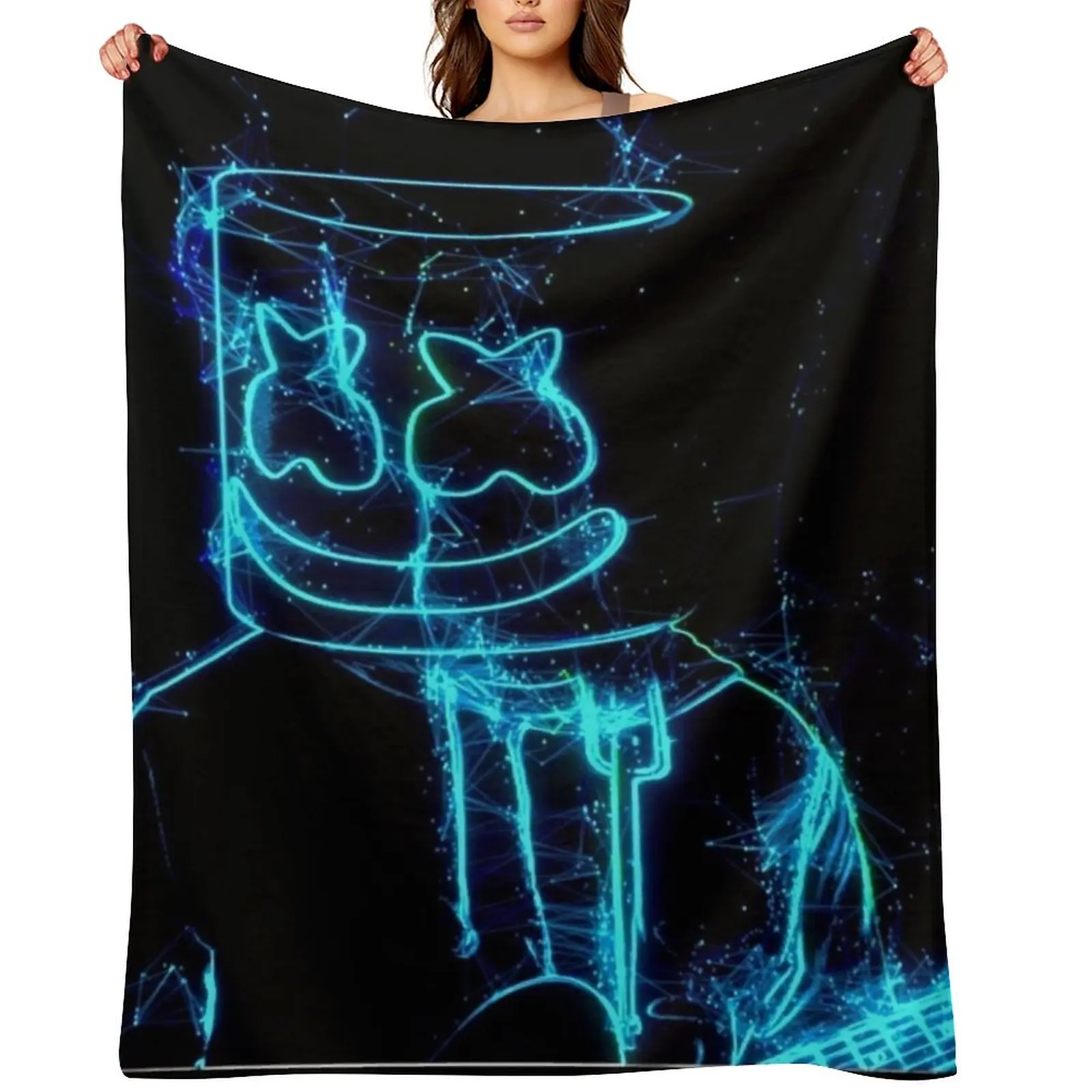 

Marshmello Lighting Throw Blanket blankets and throws Sofas halloween manga Blankets