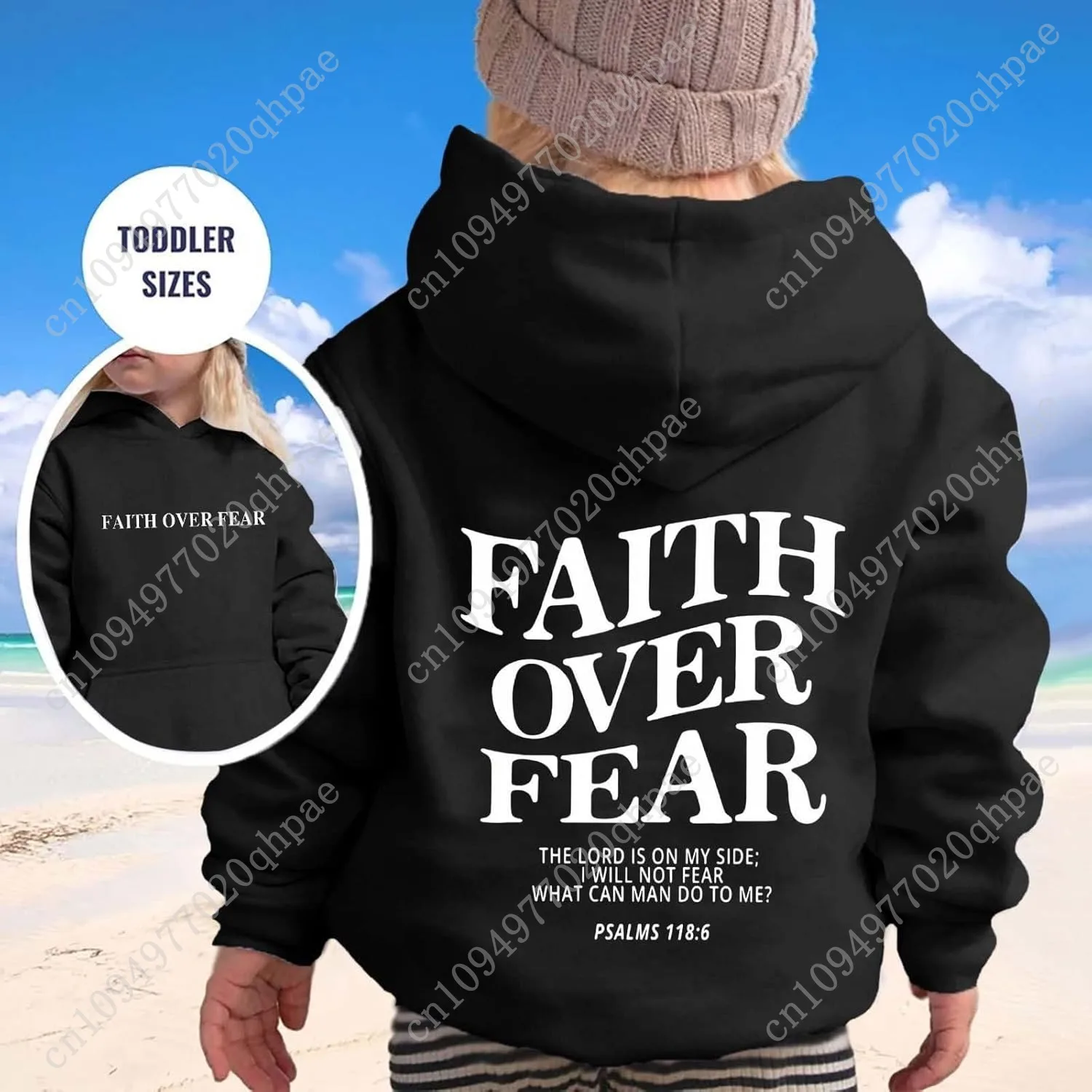 Толстовка с капюшоном «Вера над страхами» для детей, девочек и мальчиков, христианский Иисус, вдохновляющие толстовки, пуловер с религиозным рисунком, топы