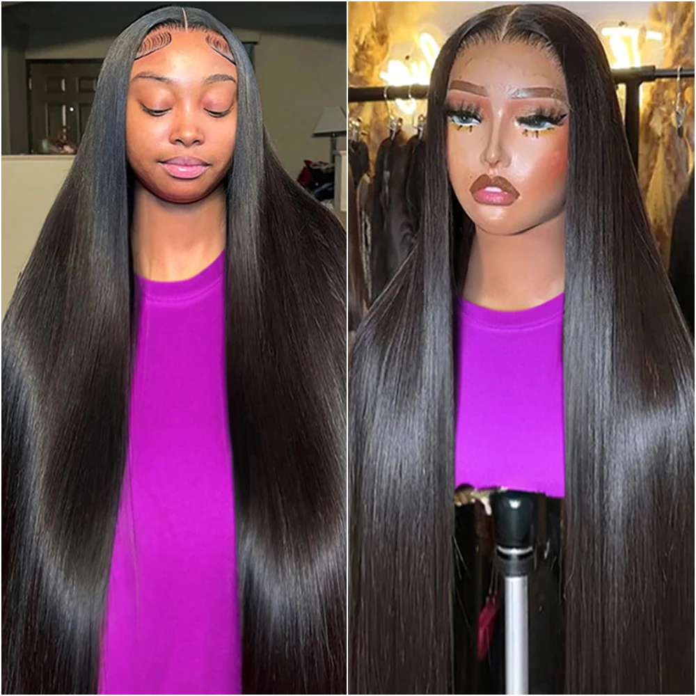 

30 38 Inch 13x4 13x6 HD Transparent Bone Straight Lace Front Wigs 220% Density Brazilian Human Hair Wigs For Women