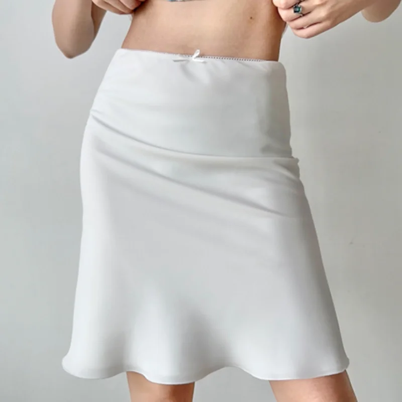 Low Waist Fish Tail Midi Skirt Pure Color Versatile Design Casual Style Women's Slim Fit A-Line Skirt for Autumn Season