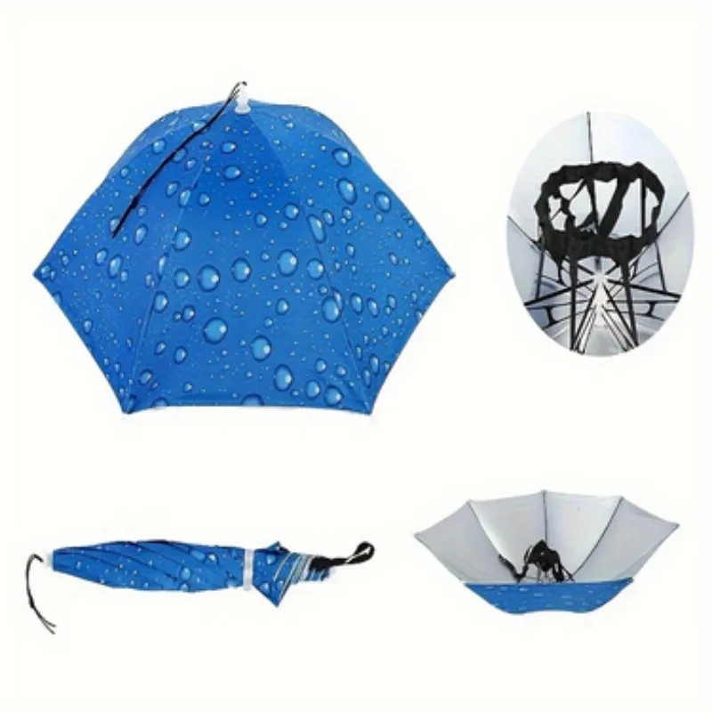 1pc Double Layers Large Umbrella Hat Adjustable Head Mounted Umbrella For Golf Sports Fishing Camping Gardening Beach Kayak
