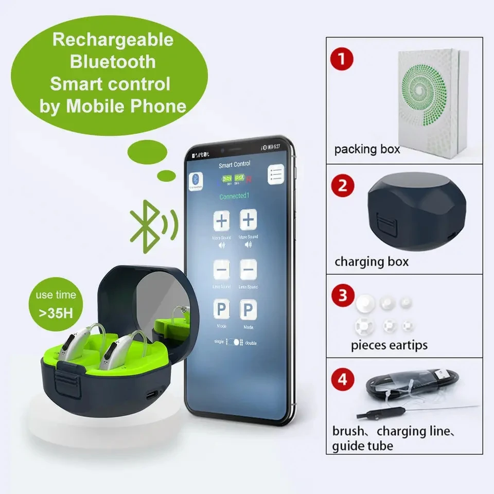 

Bluetooth hearing aid, high-quality intelligent noise reduction hearing aid, audio amplifier, hearing loss hearing aid APP contr