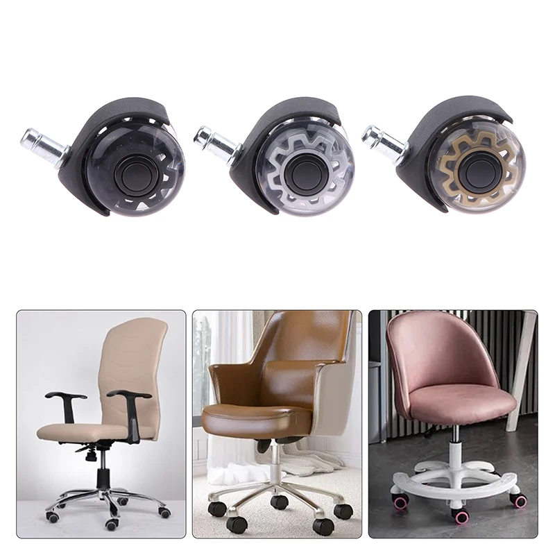 1/5PCS 2inch Mute Wheel Office Chair Caster Swivel Rubber Soft Safe Rollers Universal Replacement Chair Wheels for Desk Office