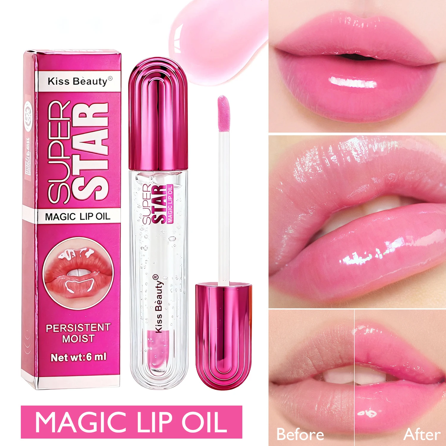 Color Changing Lip Oil Fades ＆ Smoothes Fine Lines On The Lips Moisturizes ＆ Prevents Dryness ＆ Cracking Color Changing Lip Care