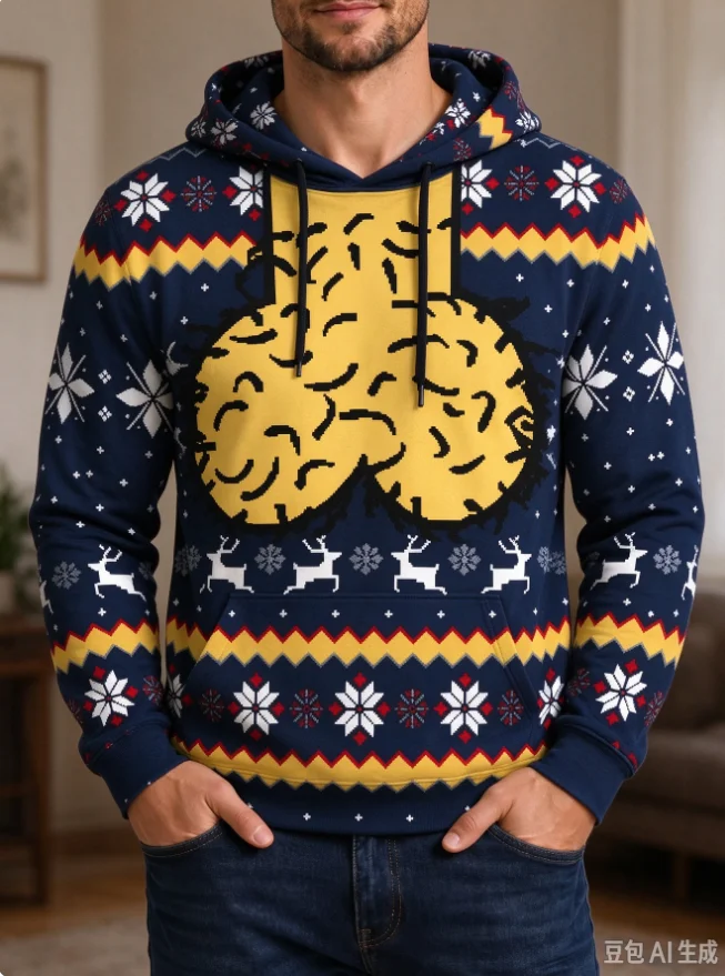 Unisex 3D All Over Print Hoodie, Funny Cartoon Christmas Graphic Pullover Hooded Sweatshirt, Family Party Holiday Streetwear Top