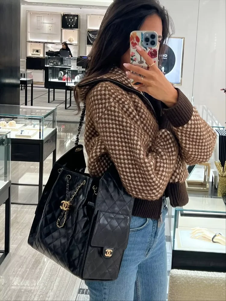 

Casual Knitted Short Bomber Jacket Women Stand Collar Full Sleeve Zipper Pocket Jackets 2026 Fashion Lady Daily Commute Coats