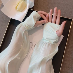 Luxury Shining Beaded Sleevelet Long Ice Silk Sunscreen Arm Warmers Women's High Quality Ice Sleeve Driving Riding Hand Sleeve