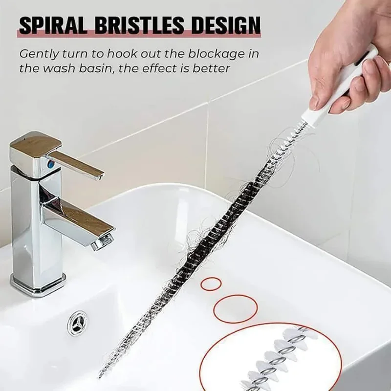 45cm/65cm Flexible Drain Hair Snake Clog Remover Sink Bathroom Tub Cleaner Drain Brush Sewer 2024 Pipe Dredging Cleaning Tools