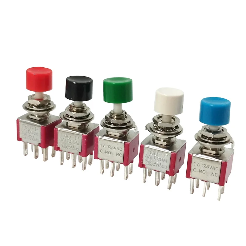 1pcs Red cap T80-P Series P8702 6-Pin Snap-Acting Click Momentary ON-MOM Mini Push Button Switch