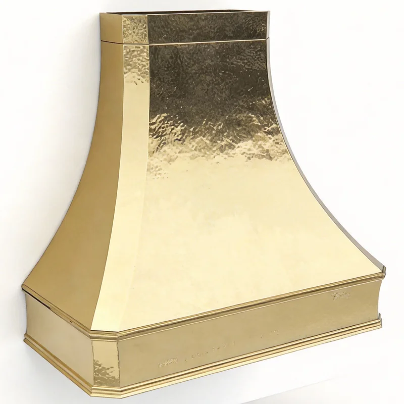 Custom Brass Bell Shape Vented Range Hood with 1200 CFM Wall Mounted Luxury Kitchen Hood