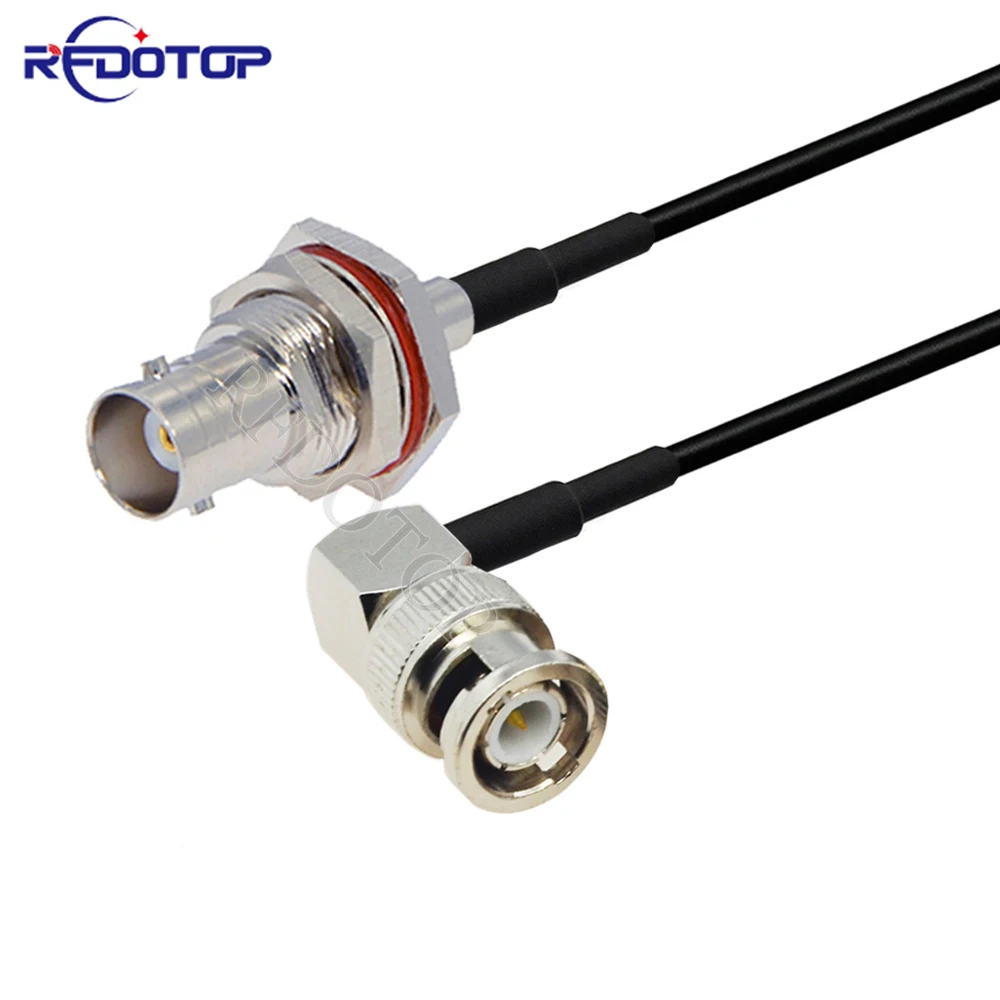 BNC Male 90 Degree to Waterproof BNC Female Connector RG-174 Pigtail  RF Coaxial Cable Extension Cord Jumper for CCTV Camera