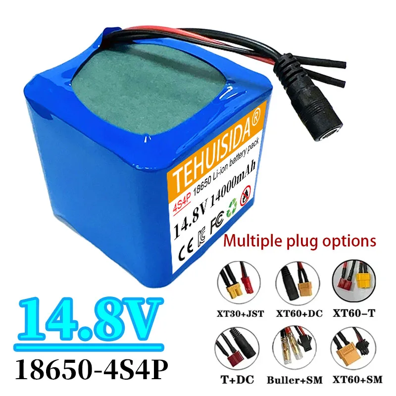 14.8/16.8V 14AH 18650 Lithium Battery Pack Built-in BMS for Night Fishing Lamp Heater Mining Lamp Electric Toy Customizable Plug