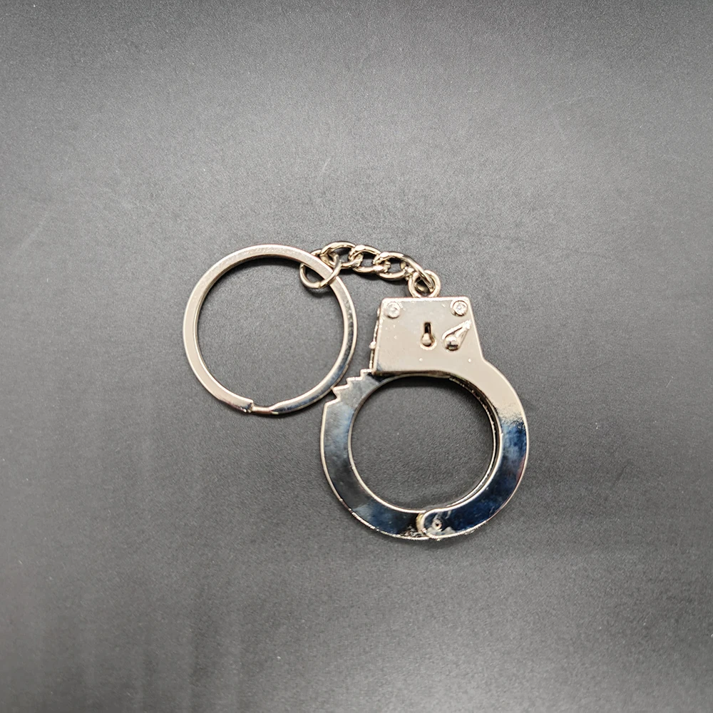 Creative Gift Personality Simulation Double Handcuffs Metal Key Chain Advertising Car Waist Hanging Key Ring Chain Accessory