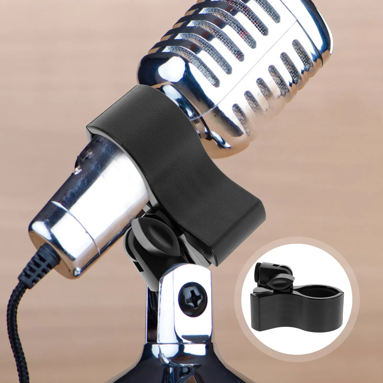 

Microphone Clip Universal Clamp Durable Plastic Holder For Handheld Mics Wireless Mic Stand Accessory Spring-Loaded Mic Clip