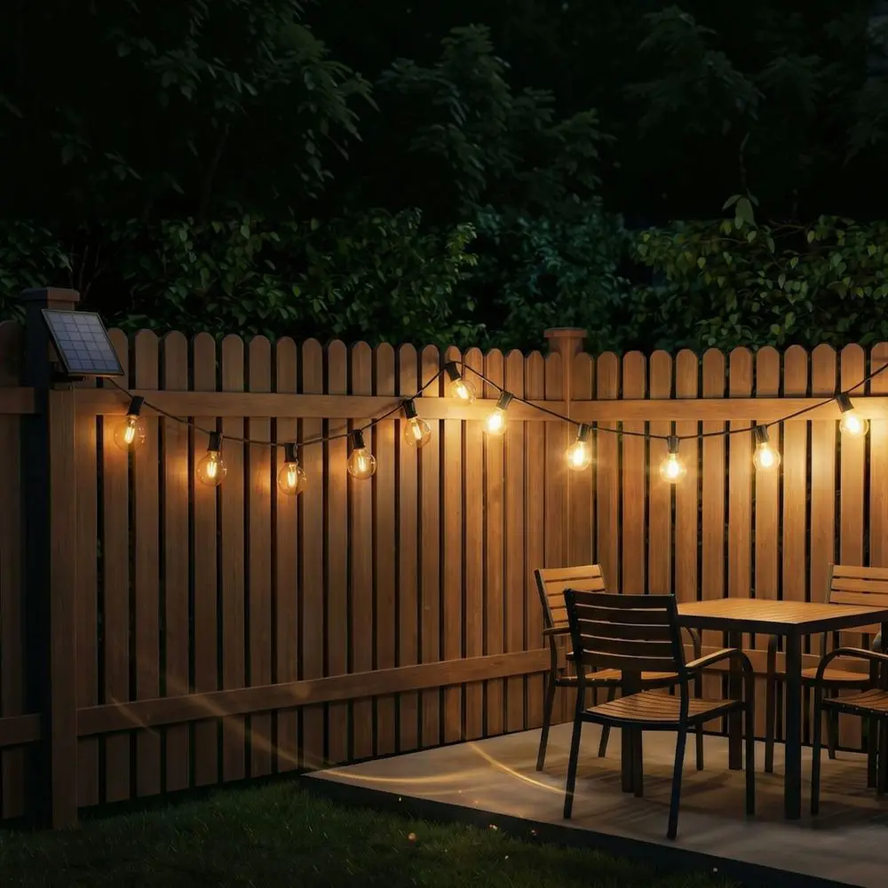 Outdoor Solar G40 String Lights Waterproof Edison Bulb Decorative Lamp For Patio Backyard Garden Party Decor
