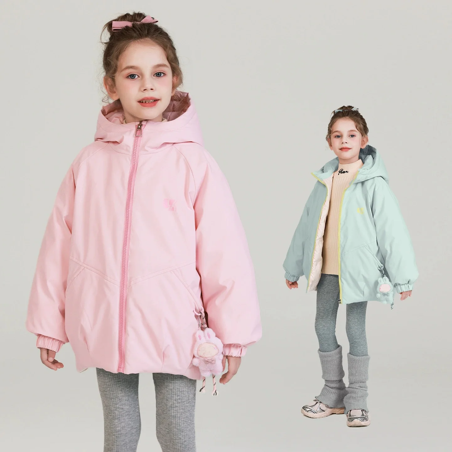 Kids Coats Winter Thicken Jackets for Girls Warm Plush Outerwear Girls Fur Hooded Jackets Toddler Children Clothes Give A Doll