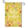 Spring Summer Garden Flag 12.5 x 18 Inch, Hello Sunshine Floral Double Sided Burlap Welcome Yellow Small Yard Flag Seasonal  jjp