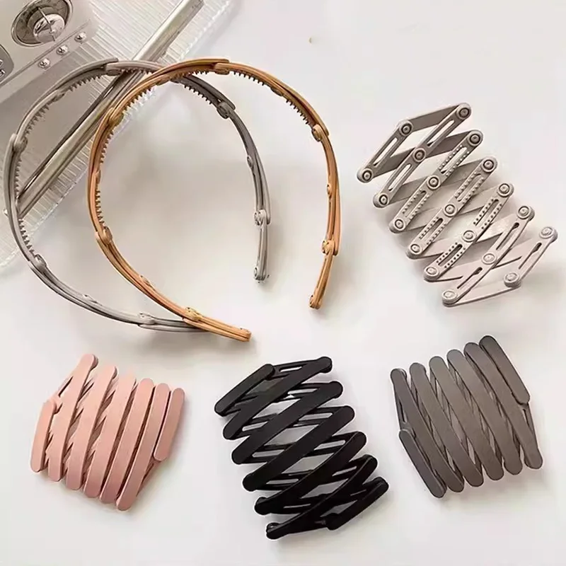 Convenient Foldable Solid Plastic Hairband For Women Girls Travel Stretchable Headband Hair Head Band Novelty Hair Accessories