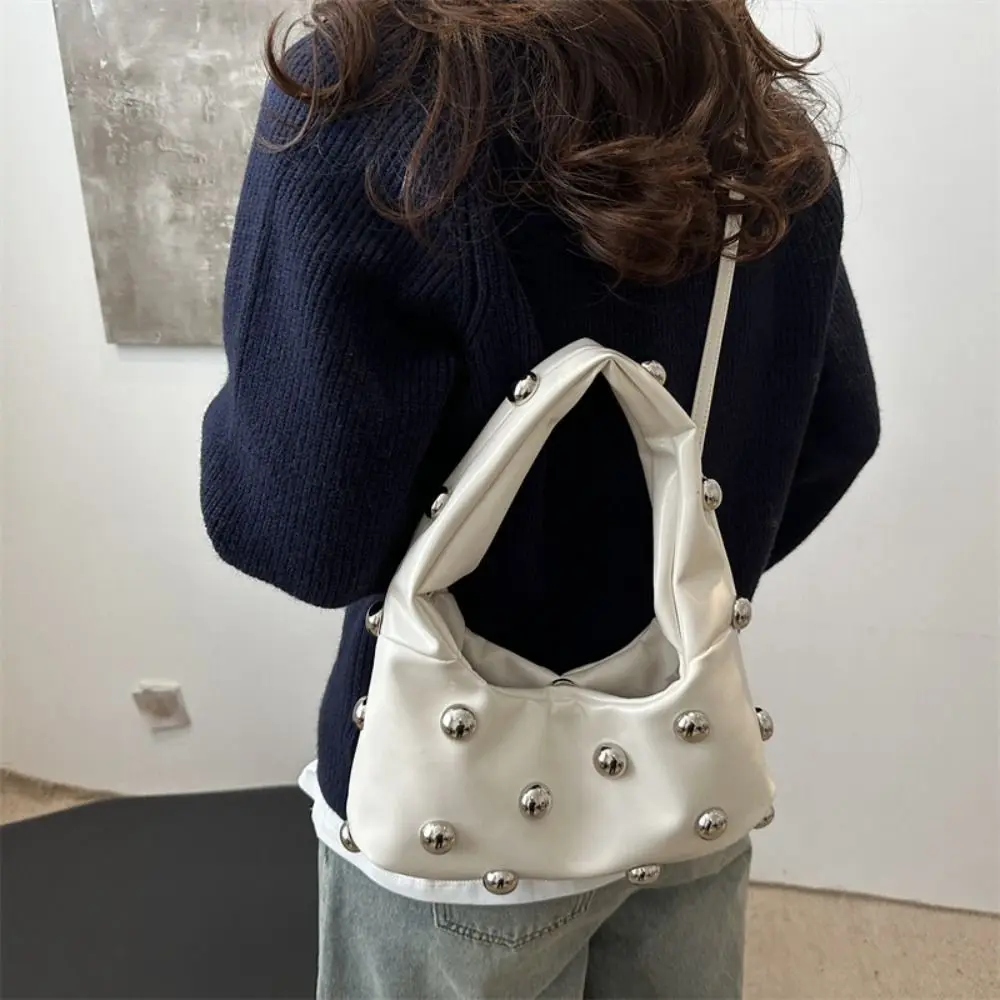 

Women PU Rivet Shoulder Bag Trendy Underarm Bag Adjustable Strap Cool Sling Bag Punk Style Satchel Purse Outdoor Travel Bag