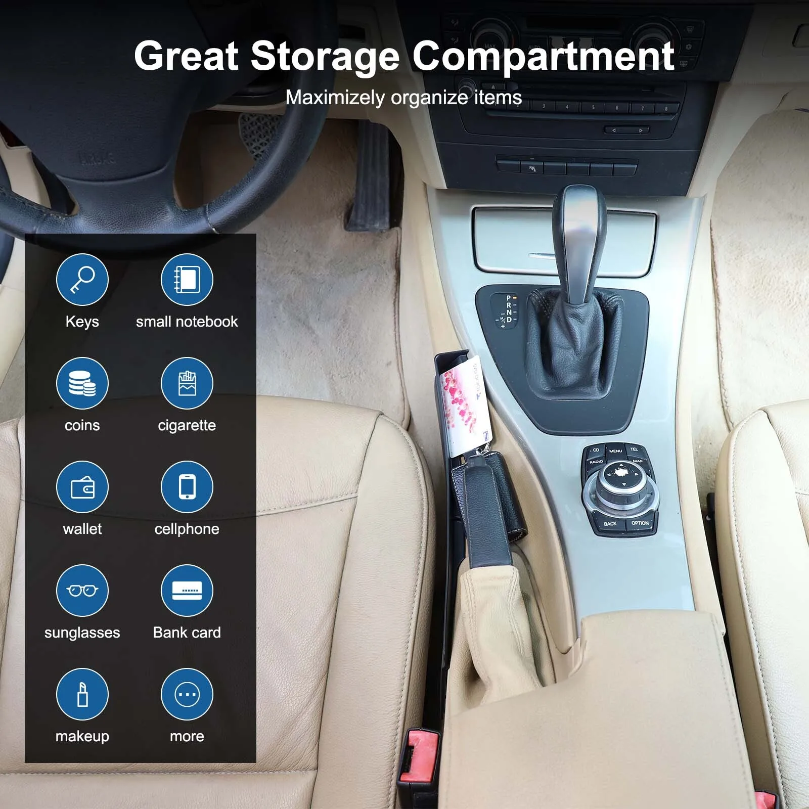 

LHD ABS Car Handbreak Side Multipurpose Storage Box Organizer Tray For BMW 3 Series E90 2005-2012 Stowing Tidy Trim Accessories