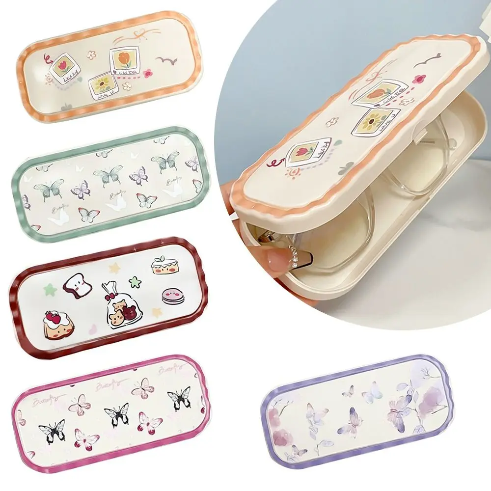 

Cartoon Printed Glasses Box Bear Butterfly Flower Portable Myopia Glasses Case Compression Resistance Eyewear Protector