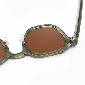 Peekaboo Estilo coreano Gafas de sol retro para mujeres TR90 Gafas de sol poligonales poligonales UV400 Macho verde marrón 2023 Verano 6 Mejores Peekaboo de ventas - №1