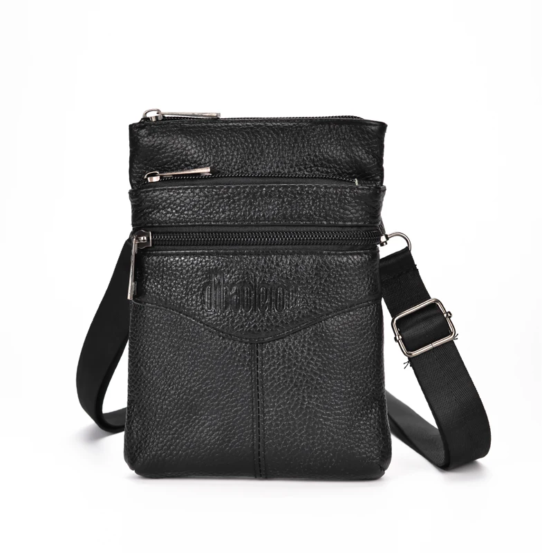 Genuine Leather Men's Crossbody Bag High Quality Business Messenger Bag Mini Large Capacity Waist Pack