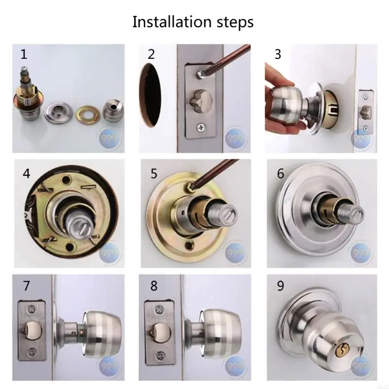 Reversible Round Door Lock Keyed Entry Door Lock Adjustable Latches Door Knob Simple to Use for Interior or Exterior door