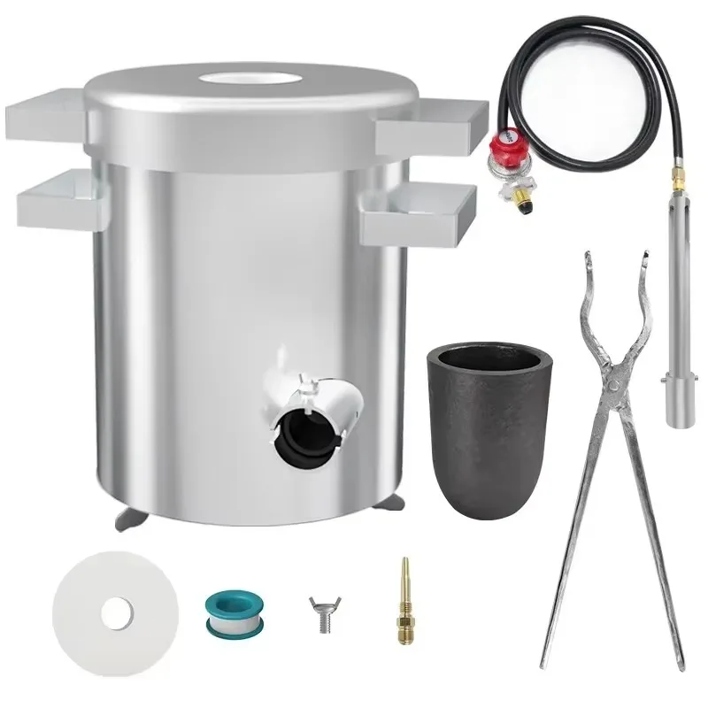 Mini Stainless Steel Metal Melting Furnace, Cylinder Connected, Fast Smelting for Aluminum Copper Gold Silver Jewelry Casting