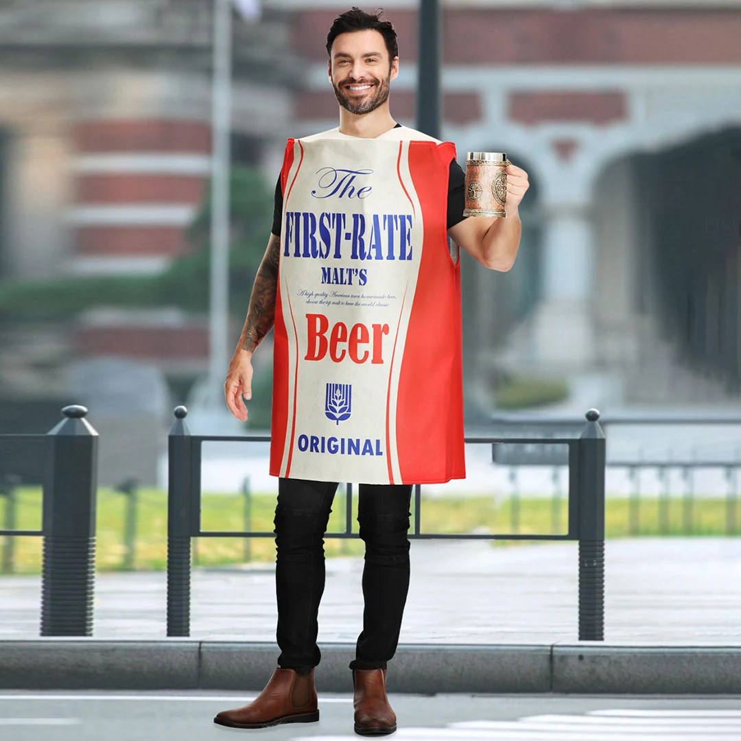 Kreatives Halloween-Bühnenkostüm für Erwachsene, Bierbecher, Performance-Anzug, Polyester-Material, Herren-Sle-Bier-Festival-Kostüm