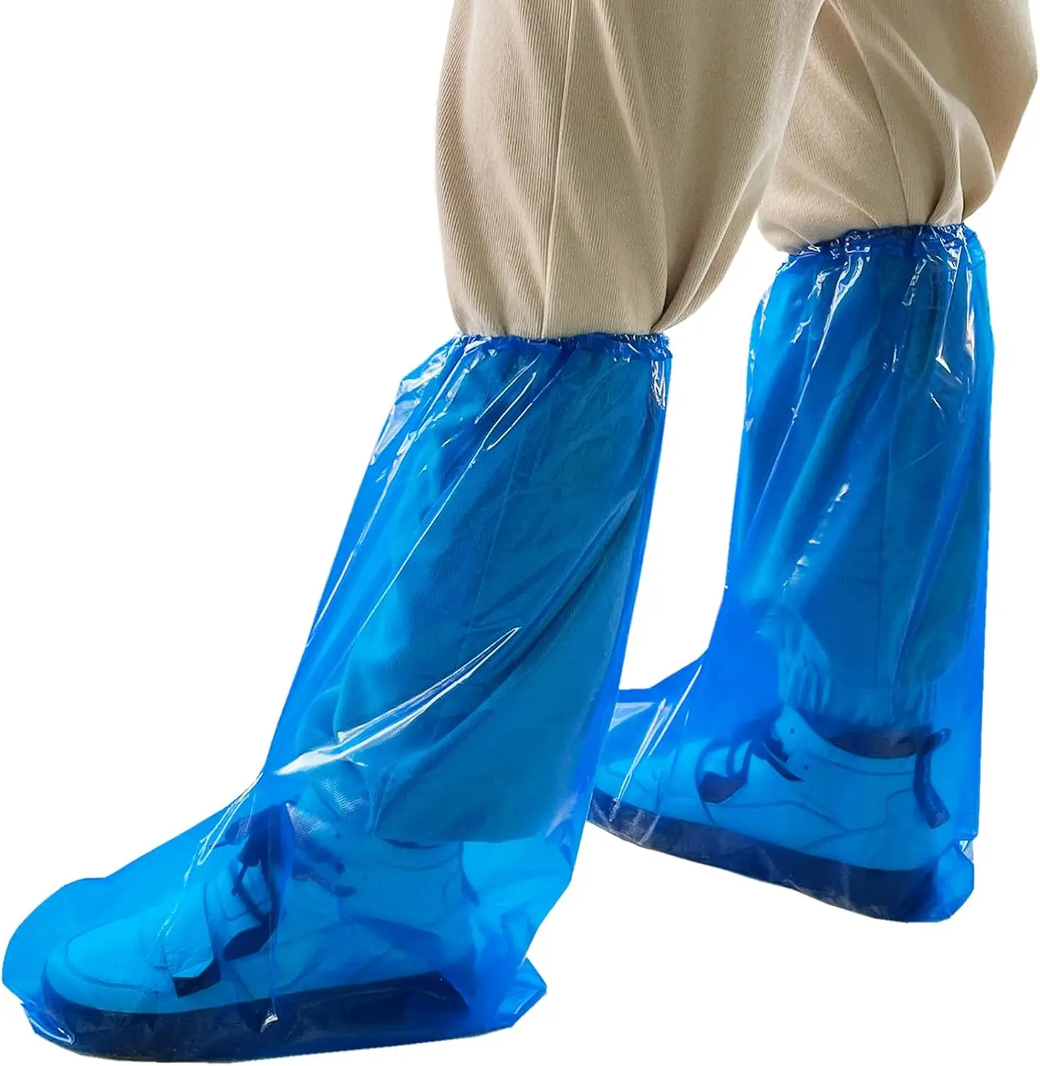 50 Pcs Disposable Boot and Shoe Covers 19 inch Tall Extra Large Waterproof Anti-Slip Overshoe for Rainy Days