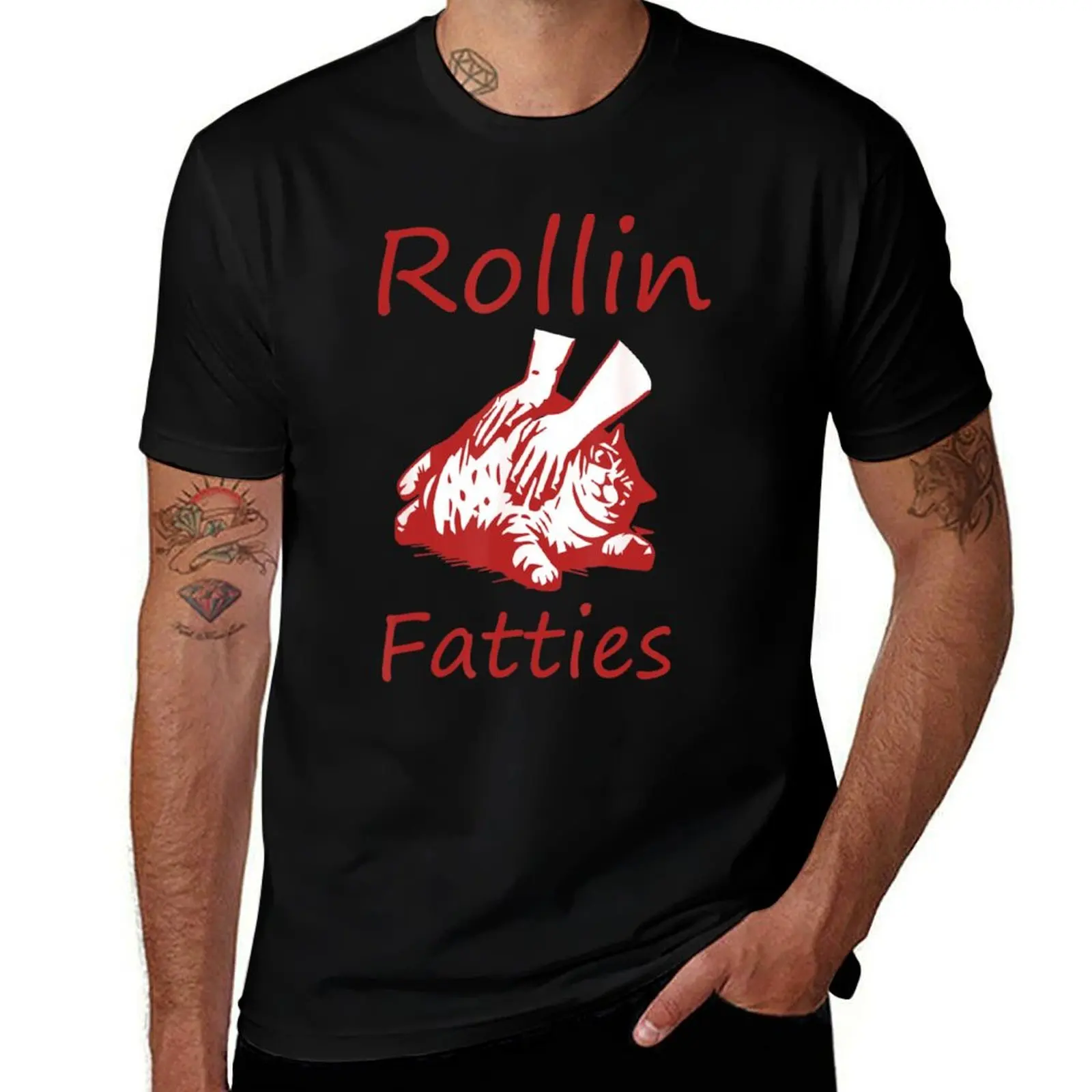 Rollin Fatties Funny cat meme, funny cat lover quote T-Shirt Big and Tall Basic Tee Shirt T-Shirt