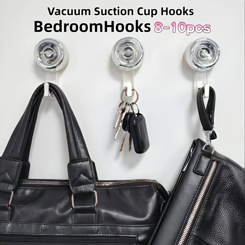 Clear Rotatable Vacuum Suction Cup Hooks, Heavy Duty No Drill Removable Shower Hooks, Waterproof Wall Hanging Hooks for Bathroom Towel, Loofah, Kitchen Utensils, Rental Friendly