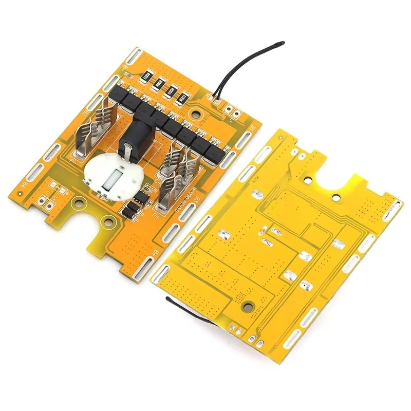 8MOS 4 Alloy 5S 21V Li-ion BMS 5-FET with Temp Protection For Makita Style for High Power Tools Yellow PCB