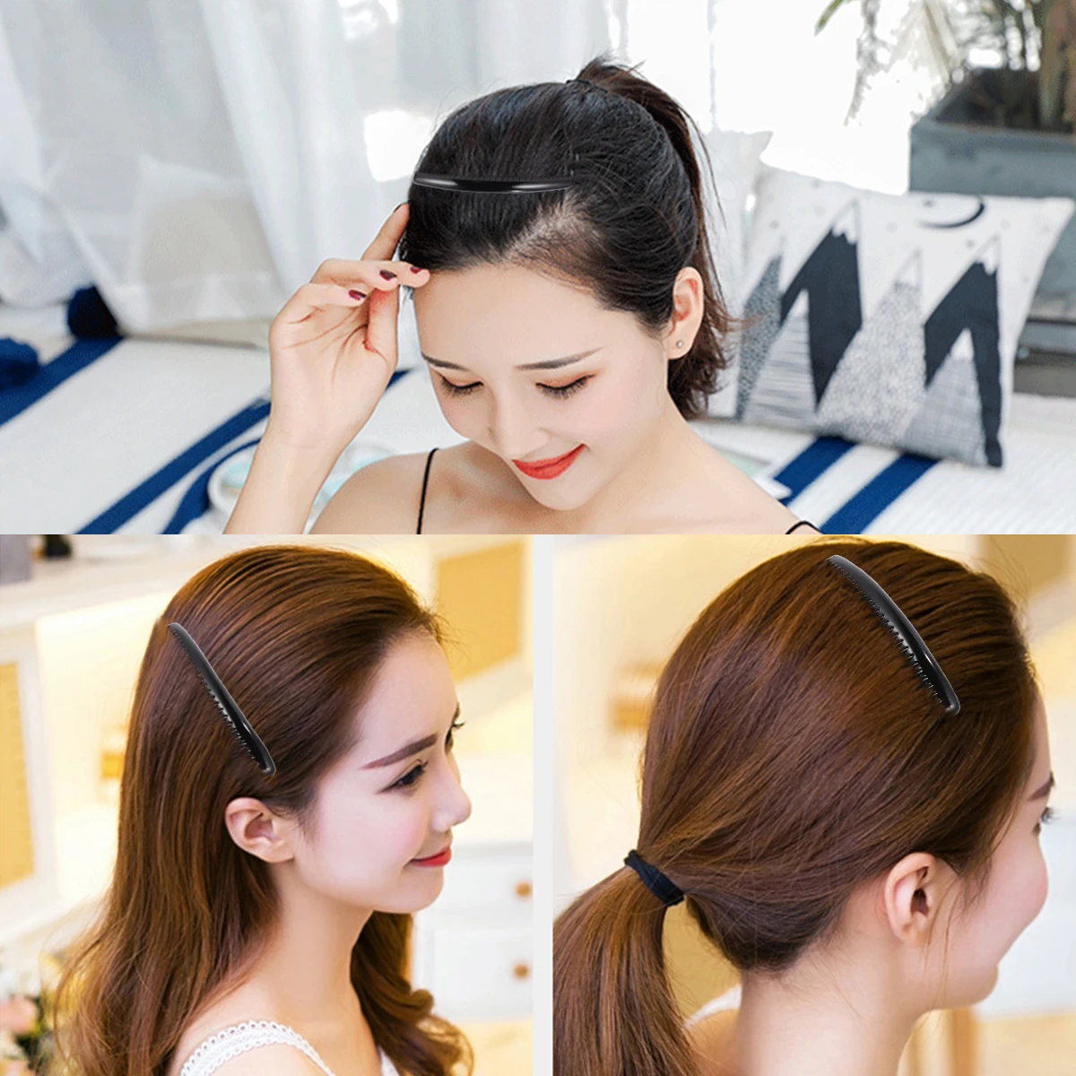 

24 Pcs Hair Combs Plastic Comb Durable Smooth Free Knots Breakage Straighten Hairstyles Portable Storage Black Woman