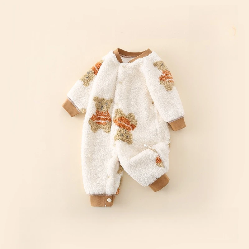 Neugeborenen Herbst-Winter Warme Onesie Baby Fleece Nahtlose Strampler Jungen & Mädchen Niedlichen Cartoon Bequeme Haut-Freundliche Overall