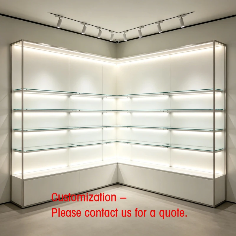 custom.Retail Design Retail Shop Fittings Glass Shelves Display Cabinet Glass Display Showcase