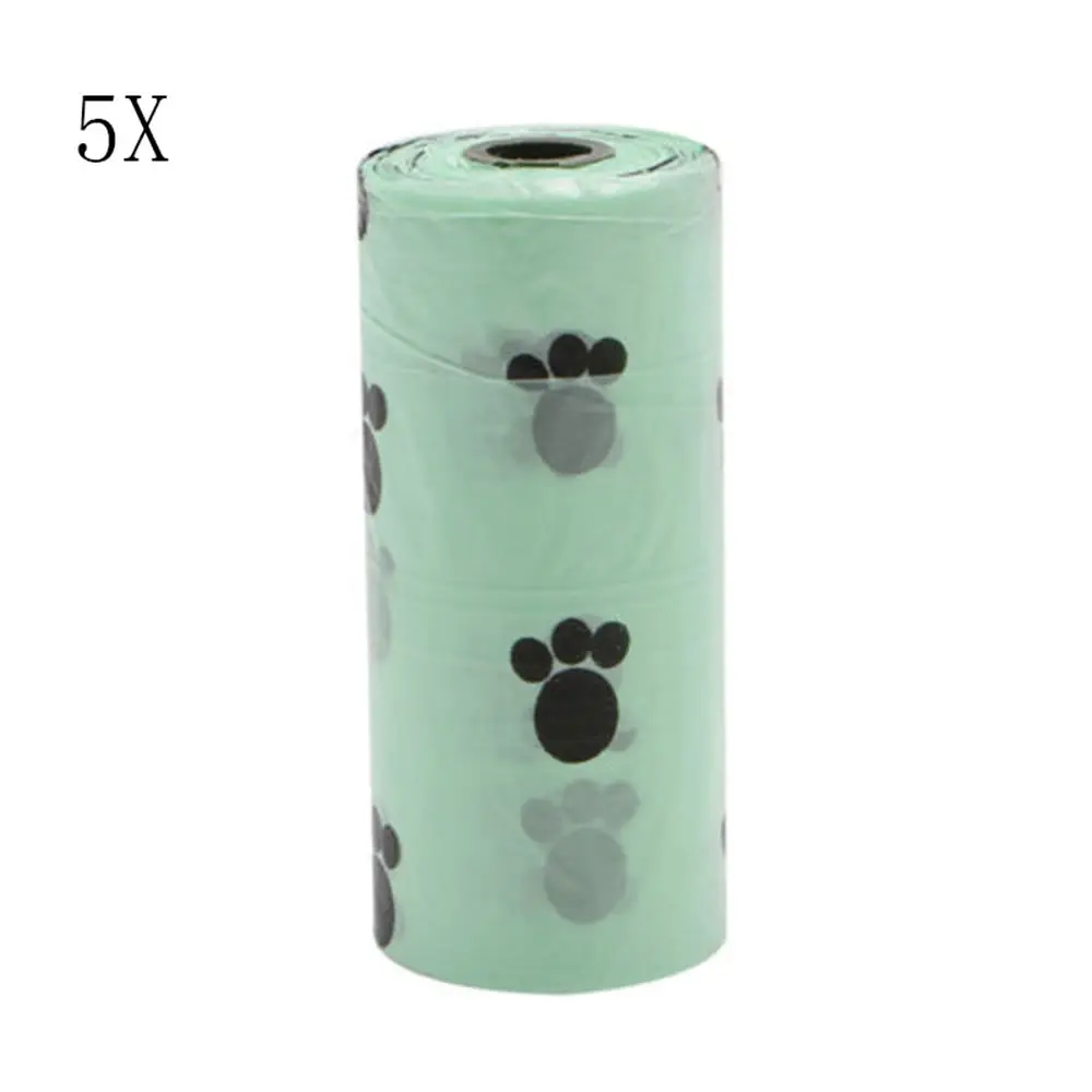 Degradable Painted Plastic Refills Scooper Home Supply Waste Poop Bags Pet Dog Pick 5Rolls/75Pcs